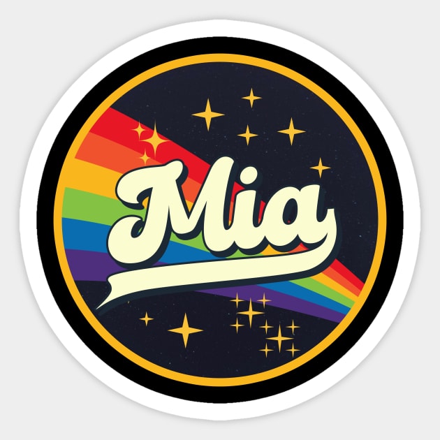 Mia // Rainbow In Space Vintage Style Sticker by LMW Art